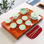 青瓷茶具鲤鱼套装龙泉青瓷茶具，茶盘组合套装盖碗茶壶鱼杯整套