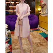 高端奢华连衣裙女夏今年流行漂亮气质粉色，裙子宽松显瘦a字中长裙