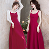 套装复古裙子2024夏装，针织开衫外套红色，吊带连衣裙两件套女