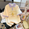 csvq创意小蛋糕拼接polo领减龄甜酷少女，学院风短袖t恤女半袖日系