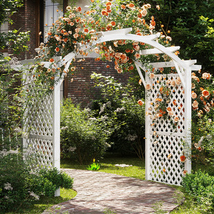 防腐木拱门花架室外花园爬藤架，别墅入户实木，葡萄架庭院户外拱形门