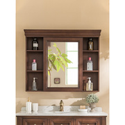 美式浴室镜柜实木镜箱卫浴镜子，壁挂墙式收纳储物柜，卫生间梳妆镜柜