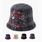 日本制annasui安娜苏刺绣，羊毛女士盆帽渔夫帽小花直发三色
