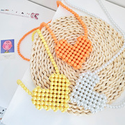 韩版简约儿童爱心手工串珠包包手工珍珠包包diy材料制作编制女包