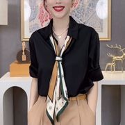 细窄长条小丝巾秋季搭配衬衫高级气质绑包包，发带多功能小围巾