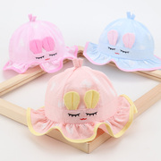 婴儿帽子春季遮阳帽0-1-3个月男童公主薄款太阳帽女宝宝盆帽春秋2