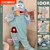 珊瑚绒睡衣女秋冬款2024新款冬季加厚睡裙丑鱼汉顿睡袍连体家居服