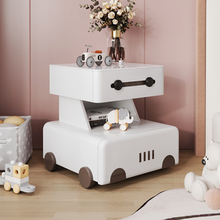 机器人创意儿童床头柜小户型，2024男女孩卧室迷你卡通车床边柜