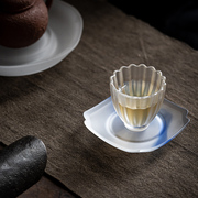 琉璃杯垫中式茶道功夫茶托茶具，配件茶托创意隔热飘蓝黄色水晶茶碟