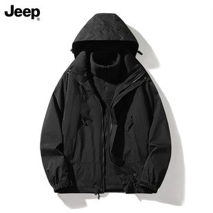 JEEP/吉普2024年春季情侣防水冲锋衣外套男款户外男士登山服