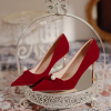 婚鞋女2024年中式细跟新娘，鞋秀禾婚纱，鞋两穿红色高跟鞋不累脚