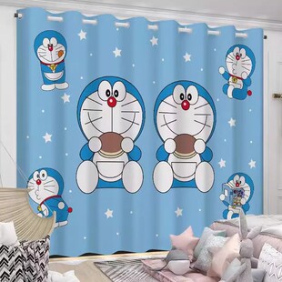 哆啦a梦儿童窗帘全遮光2024卡通图案机器猫男孩房间卧室飘窗