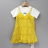 f亲系列80-120夏品牌童装，折扣童薄款短袖假二件套连衣裙22051黄
