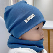 春秋冬男女儿童婴幼宝，0-3-7岁纯棉色套头，护耳遮风纯棉帽子围脖套