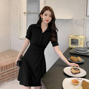 赫本风夏季2024女装设计感小众初恋法式复古气质黑色连衣裙子