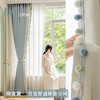 简约现代窗帘轻奢高级感蓝色纯色拼接花边遮光雪尼尔成品卧室
