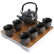 日式提梁壶茶具套装，花茶壶茶杯花草水果下午茶，浮雕茶壶泡茶器