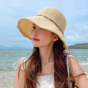 遮阳帽子女夏天户外沙滩防晒大檐帽防紫外线女显脸小渔夫帽太阳帽