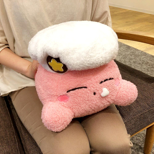 日本星之卡比咖啡厅限定厨师帽流口水超大号毛绒抱枕礼物玩偶