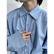 genesisboy8.222000优雅褶皱，双层袖子设计宽松垂感长袖衬衫