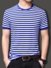 海魂衫男士短袖t恤夏季纯棉，蓝白色条纹团购聚会班服体恤工作服装