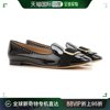 香港直邮ferragamo菲拉格慕女士，黑色漆皮平底船鞋619233经典款式