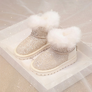 女童鞋子雪地靴2023年冬季儿童靴子加绒加厚大棉鞋短靴雪地棉