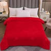 加厚拉舍尔保暖婚庆毛毯，简约双层大红色压花，双面加厚婚庆铺床送礼