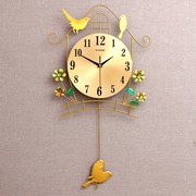 夜光钟表挂钟客厅个性，创意简约静音卧室家用大气现代时尚小鸟时钟