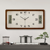 新中式实木挂钟万年历家用客厅装饰钟表长方形时钟简约现代石英钟