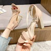 022-2韩版时尚露趾高跟鞋一字带显瘦网红凉鞋粗跟性感职业OL女鞋