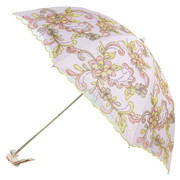 安娜淑太阳伞女防晒防紫外线，蕾丝刺绣二折双层遮阳黑胶公主晴雨伞