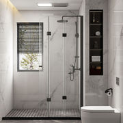 淋浴房三折叠浴室玻璃门卫生间干湿分离隔断内推折叠落地屏风