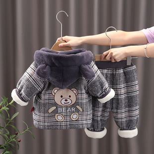 男童冬装套装小孩男宝宝棉衣服秋装婴儿外套厚加绒1岁半2周岁3多4