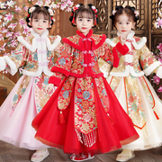女童拜年服汉服冬季中国风儿童唐装冬款小女孩喜庆过年服新年服装