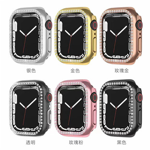 apple watch7保护套苹果iwatch手表保护壳边框镶钻表壳44mm贴合壳膜潮流时尚7代se硬壳5/4配件钢化膜41mm45mm