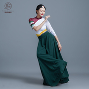 藏族舞蹈服我的九寨民族，舞艺考级女练习裙表演出服藏式长裙