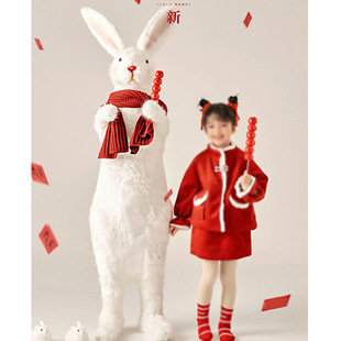 仿真兔子模型站立人偶，大兔子动物摆件，工具兔子玩偶装饰品拍照道具