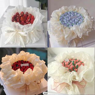 214情人节花束鲜花花朵蛋糕装饰摆件雪梨纸透明纸围边纸包装纸