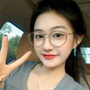 网红同款茶色超轻近视眼镜女可配度数韩版素颜显脸小圆框眼睛镜架