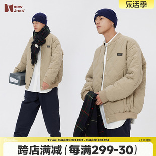 jnxs江南先生日系菱格冬季外套，男士棉衣潮牌棒球，服情侣装工装棉服