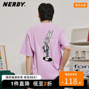 nerdy2023年夏季ins情侣dna，系列兔子印花短袖，t恤女街头潮牌上衣