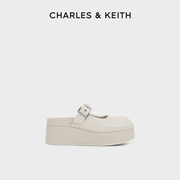 CHARLES&KEITH24春夏CK1-80580141外穿方头厚底包头穆勒拖鞋