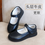香港学生女童黑皮鞋公主鞋，真皮软皮头层牛皮儿童演出礼服黑色单鞋