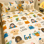 卡通纯棉床笠单件100全棉床垫保护罩床套单人宿舍儿童床罩三件套