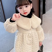 韩国女童皮衣棉服外套夹棉2023秋H冬女宝宝小童加棉加厚儿童