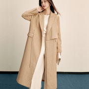设计师品牌羊毛尼大衣女，设计感外套，女轻奢鹅绒西装长款冬装