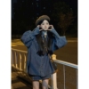 2023韩系慵懒感牛仔衬衫，外套女秋冬季富家千金风半身短裙套装