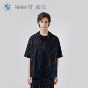 bmwstudio宝马男装短袖，衬衫2023夏季纯棉衬衫，通勤简约男休闲衬衫