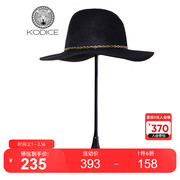 KODICE夏季个性星形烫钻黑色帽子有质感复古风羊毛礼帽
